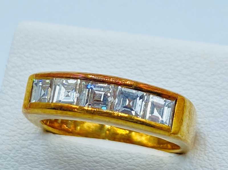 ダイヤモンド買取 K18イエローゴールド台 ダイヤモンド1.58ct 一文字 リング