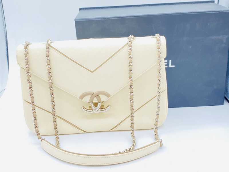 シャネル買取 ダブルチェーンショルダーバッグ シングルフラップ 23番台