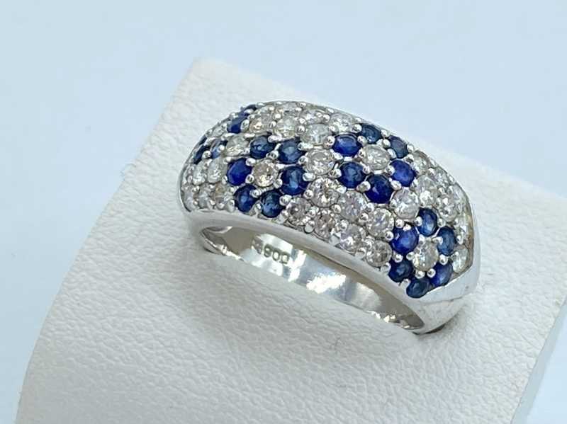 宝石買取 プラチナ台 サファイア 0.87ct ダイヤモンド 1.05ct デザイン リング