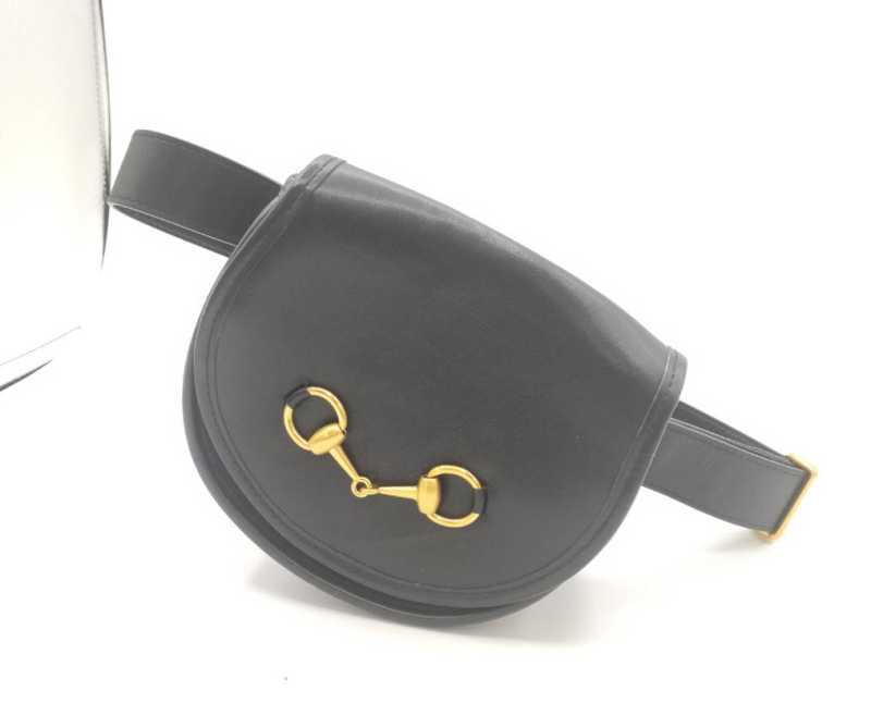 グッチ　買取　ホースビットウエストバッグ　レザー/ブラック