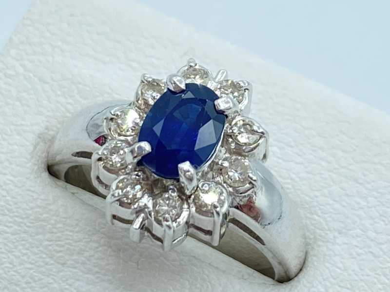 宝石買取 プラチナ台 サファイア 1.19ct ダイヤモンド 0.30ct デザイン リング