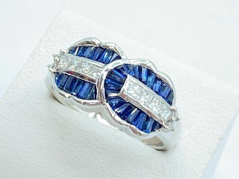 宝石買取 プラチナ台 サファイア 1.42ct ダイヤモンド 0.10ct デザイン リング