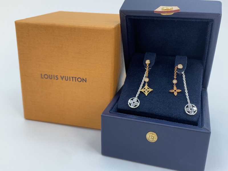 ルイヴィトン買取 ピアス モノグラム・イディール ダブルチェーン Q96413