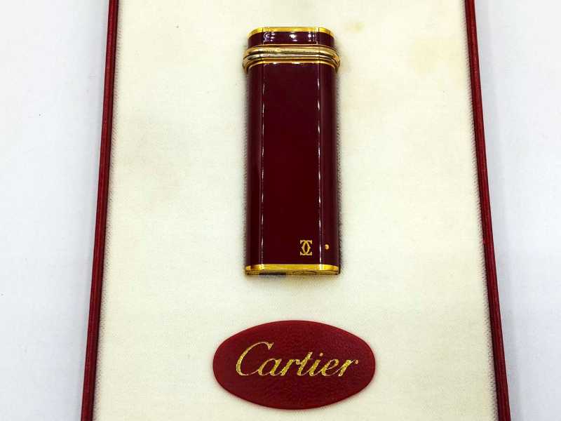 Cartier カルティエ トリニティ ガスライター ボルドー 塩辛 ゴールド