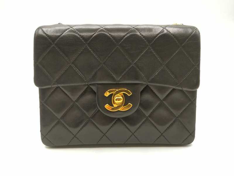 シャネル　買取　ミニマトラッセ　チェーンショルダーバッグ　ラム/ブラック	