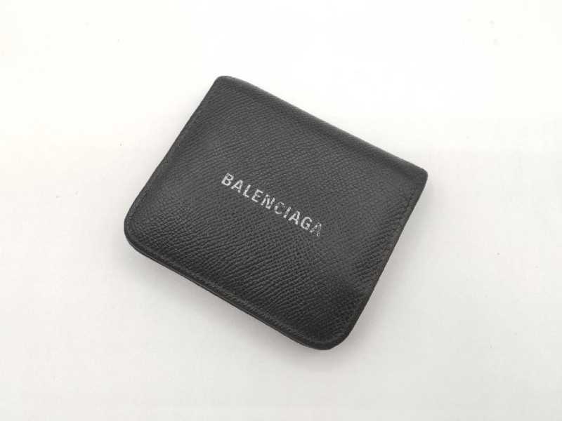 バレンシアガ　買取　二つ折り財布　ブラック/レザー	