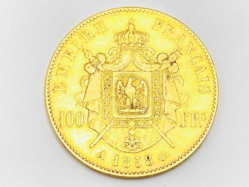金買取 K21.6 フランス100フラン金貨 ナポレオン3世有冠 1867年 32.0g