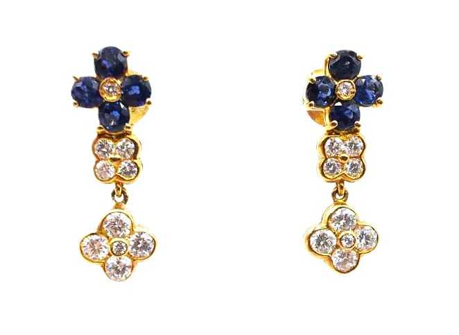 【K18】濃紺天然サファイア×ダイヤ ピアス サファイア ピアス 0.18～0.7ct(Total) ラウンドカット 18金