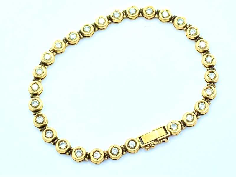 ダイヤモンド買取 K18イエローゴールド台 ダイヤモンド 2.0ct テニスブレスレット