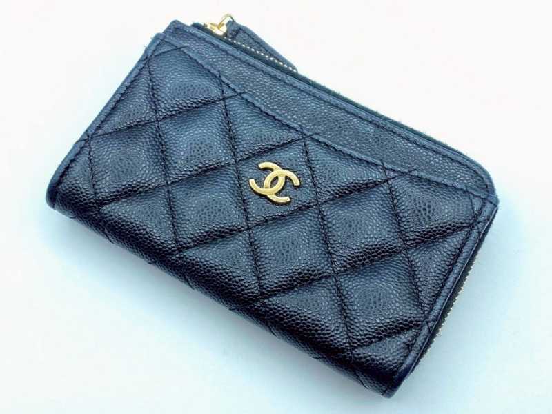 シャネル買取 L字コインケース マトラッセ キャビアスキン 黒