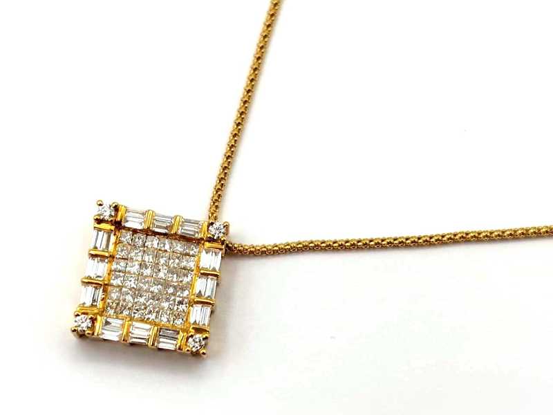 ダイヤモンド買取 K18 スクエア モチーフ ネックレス 1.46ct