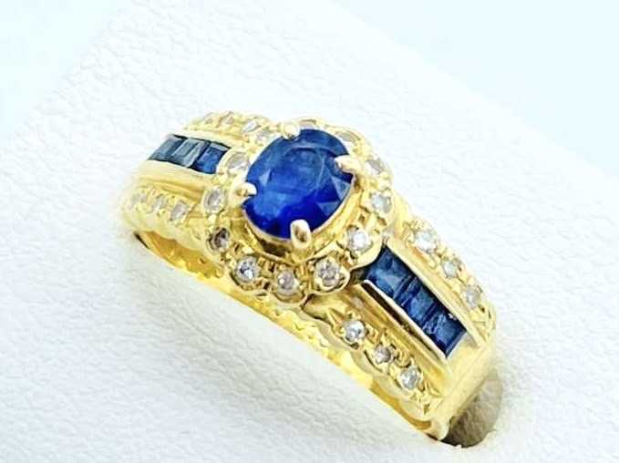 宝石買取 K18 イエローゴルド台 サファイア  ダイヤモンド デザインリング