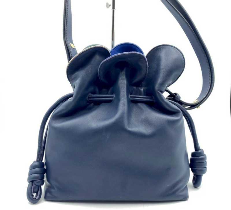 ロエベ買取 フラメンコ レザー ネイビー