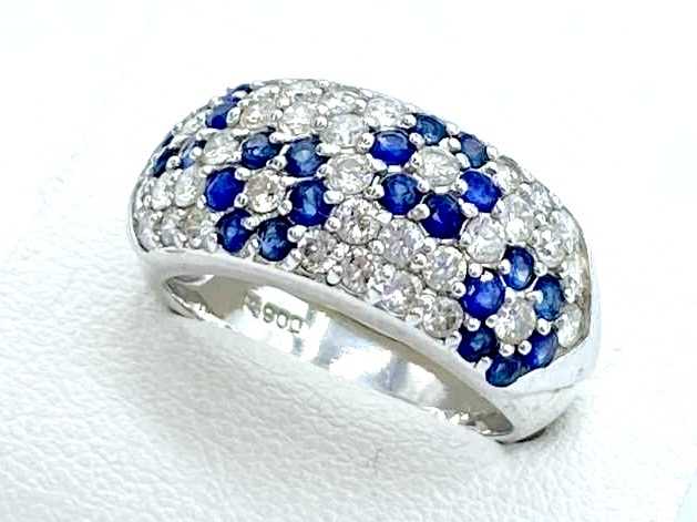 宝石買取 プラチナ台 サファイア 0.87ct ダイヤモンド 1.05ct デザイン リング