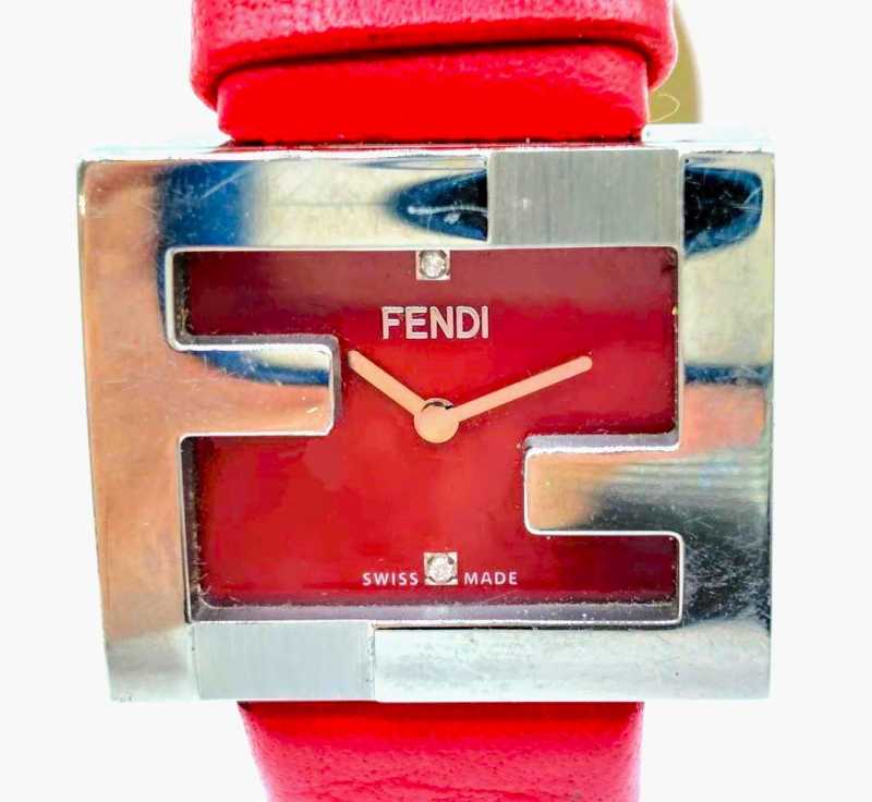 フェンディ買取 ズッカウォッチ レッド SS レザーベルト