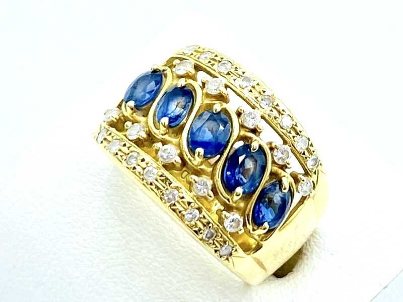 宝石買取 K18イエローゴールド サファイア ダイヤモンド デザイン リング