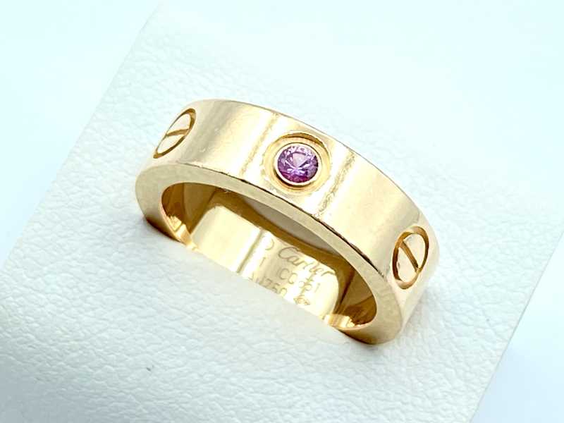 カルティエ買取 750PG ラブリング 1P ピンクサファイア #51