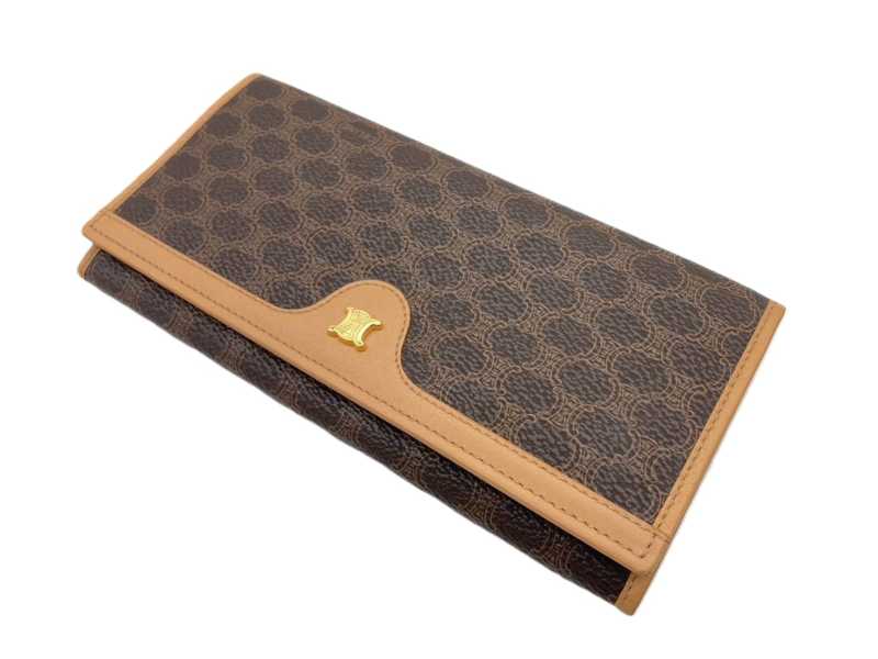 セリーヌ買取 オールドセリーヌ マカダム 2つ折り財布 PVC レザー ブラウン