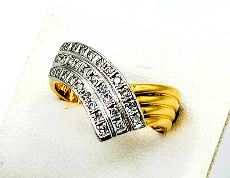 金プラチナ買取 K18 PT900 コンビ ダイヤモンド デザインリング 0.23ct