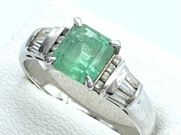 宝石買取 PT900 エメラルド 1.435ct ダイヤモンド 0.277ct デザインリング