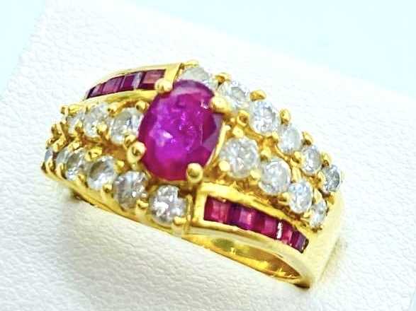 宝石買取 K18イエローゴールド ルビー ダイヤモンド デザイン リング