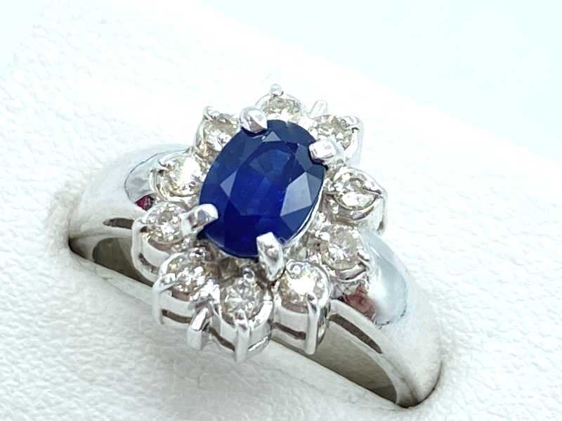宝石買取 プラチナ台 サファイア 1.19ct ダイヤモンド 0.30ct デザイン リング