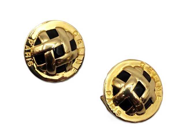 セリーヌK18オニキスイヤリング