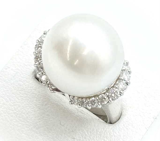 宝石買取 プラチナ台 パール ダイヤモンド 0.66ct デザインリング