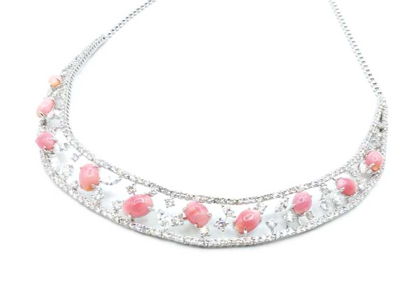 宝石買取 K18WG コンクパール ダイヤモンド ネックレス