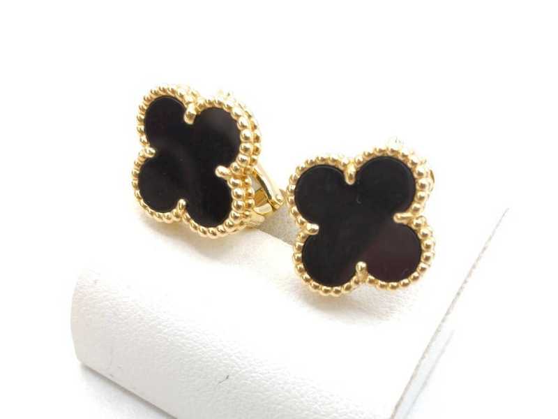 ヴァンクリーフ買取 ヴィンテージ アルハンブラ イヤリング 750YG×オニキス