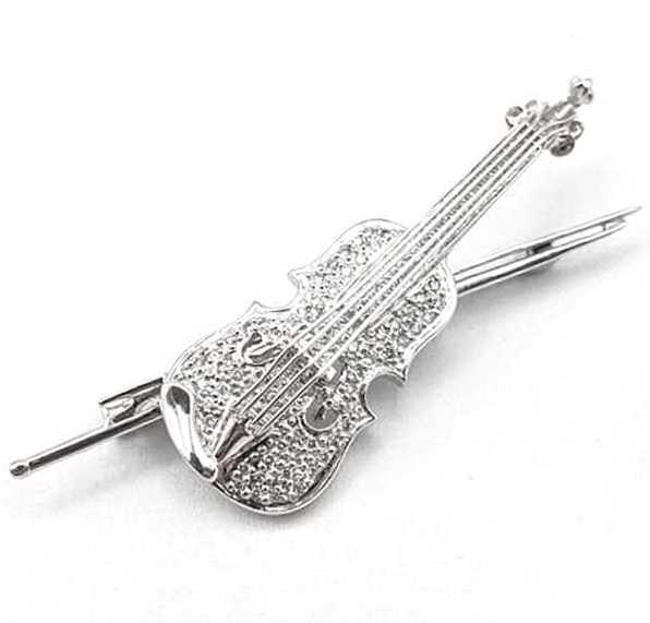 宝石買取　バイオリンモチーフブローチ　K18WG