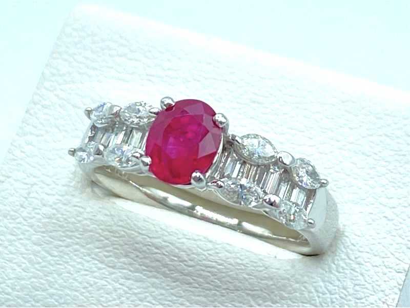 宝石買取 プラチナ台 ルビー 1.02ct ダイヤモンド 0.60ct デザインリング