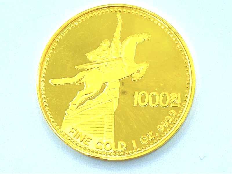 金買取 K24 北朝鮮 独立40周年記念 金貨 1000北朝鮮ウォン 1oz 31.1g