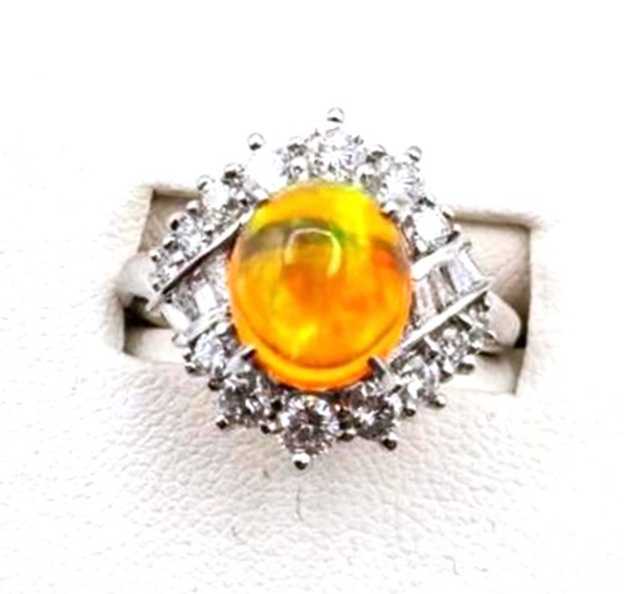 宝石買取 ファイアーオパールダイヤモンドリング プラチナ