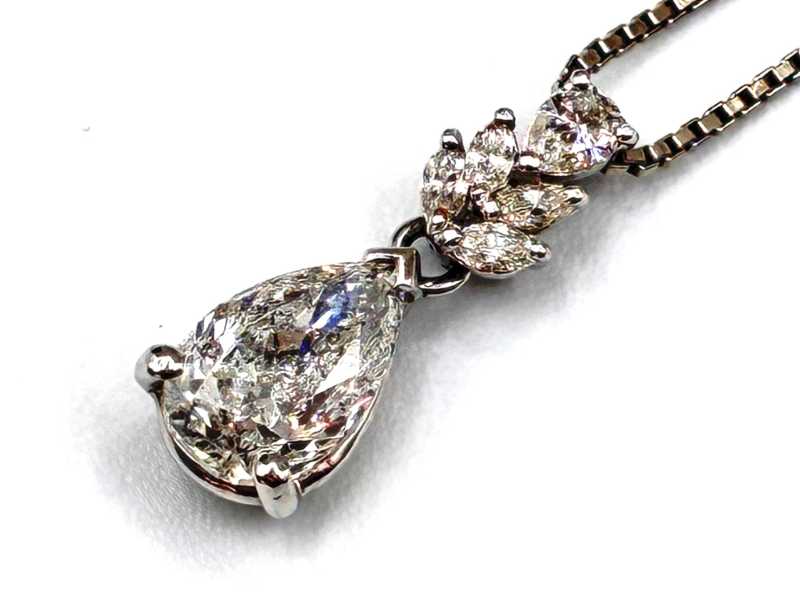 ダイヤモンド買取 プラチナ台 ペアーシェイプカット ダイヤモンド ドロップ ペンダント