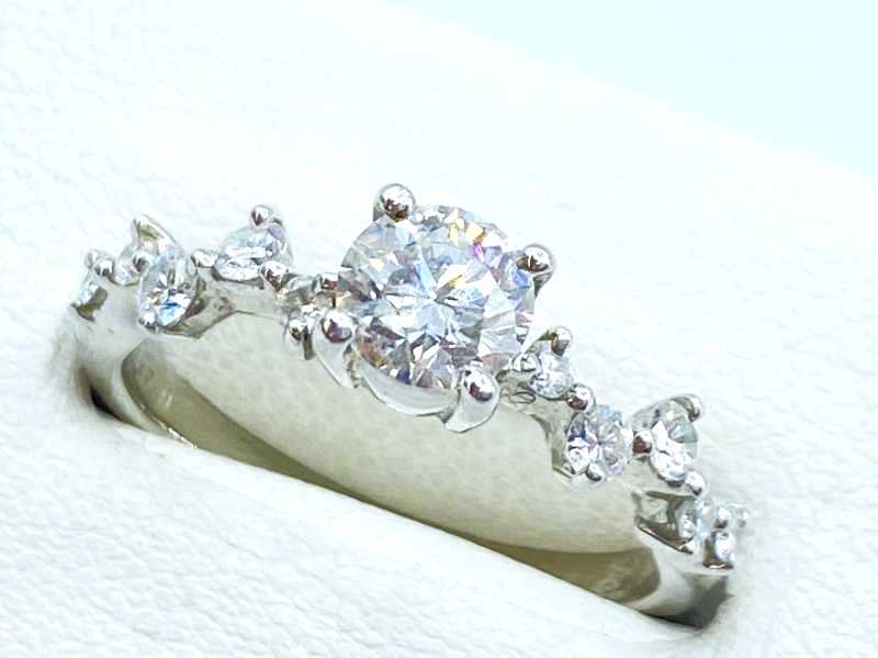 ダイヤモンド買取 プラチナ台 ダイヤモンド 0.457ct 0.20ct デザインリング