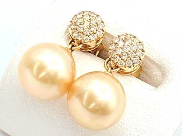 宝石買取 K18イエローゴールド台 ゴールデンパール ダイヤモンド 0.40ct ピアス