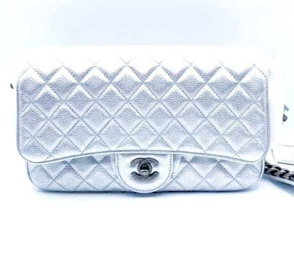 シャネル買取 チェーンショルダーバッグ ラムスキン シルバー 22番台