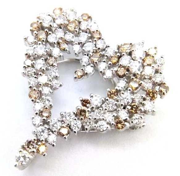 宝石買取　ダイヤモンドハートブローチ　K18WG