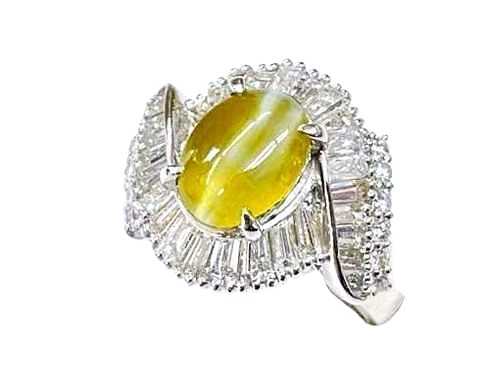 宝石買取 Pt900 クリソベリルキャッツアイ ダイヤモンド リング