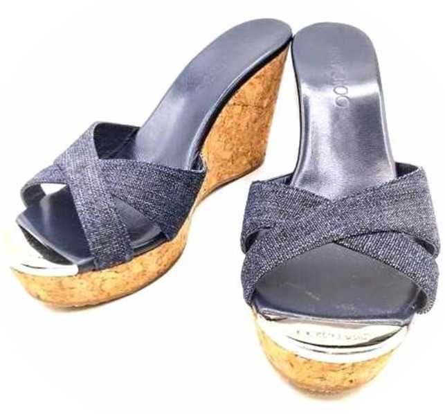 ジミーチュウ買取　ウェッジソールサンダル　デニム