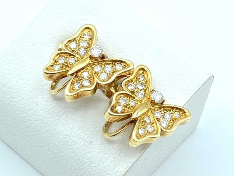 ダイヤモンド買取 K18イエローゴールド台 ダイヤモンド バタフライモチーフイヤリング