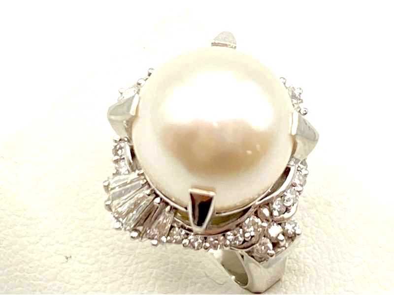 宝石買取 プラチナ台 パール ダイヤモンド 0.70ct デザインリング