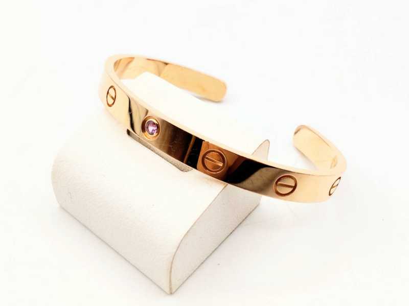 カルティエ　買取　ラブ オープン バングル 1Pピンクサファイア