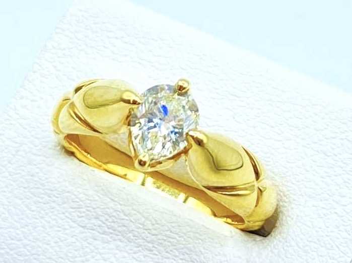 ダイヤモンド買取 K18イエローゴールド台 ダイヤモンド 0.796ct デザイン リング