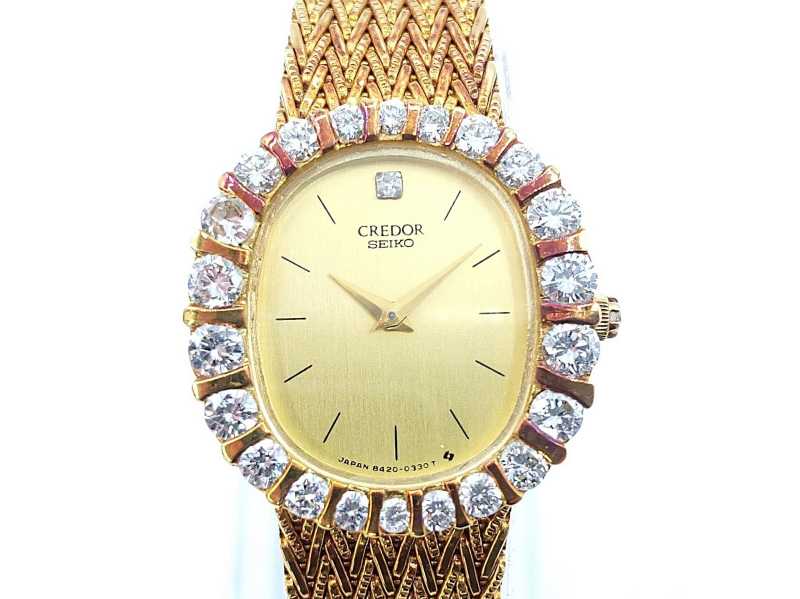 クレドール買取 ドレスウォッチ ベゼルダイヤ 金無垢時計