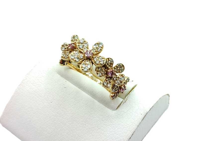 ポンテヴェキオ買取 K18 フラワーモチーフ ダイヤモンド サファイア リング