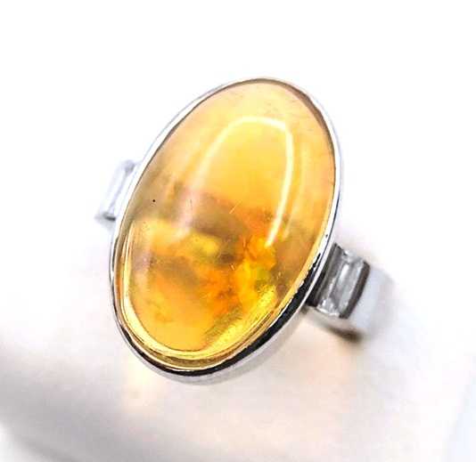 宝石買取　ファイヤーオパールダイヤモンドリング　プラチナ