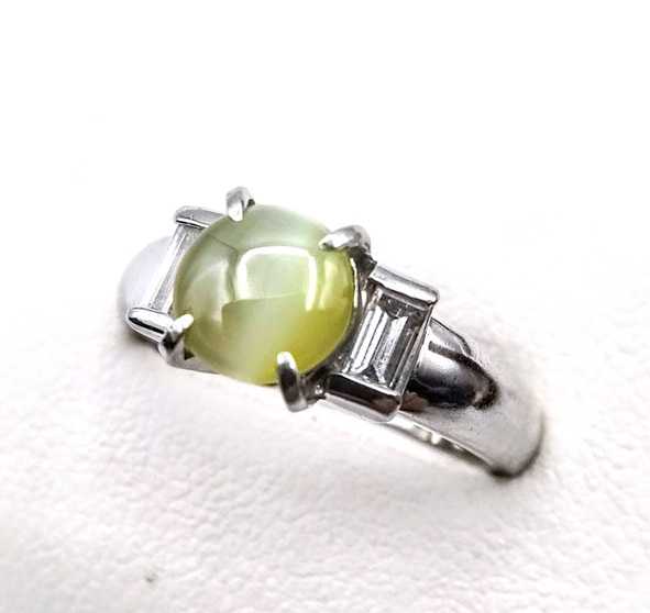 宝石買取　キャッツアイダイヤモンドリング　プラチナ