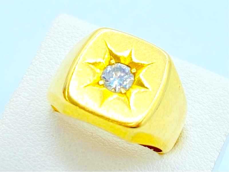 ダイヤモンド買取 K18イエローゴールド台 ダイヤモンド 0.382ct 印台リング